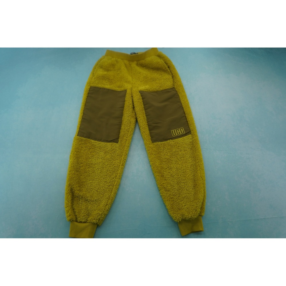 UGG RTW Sherpa Fleece Joggers Mustard Yellow Utility Patch Sweatpants Small